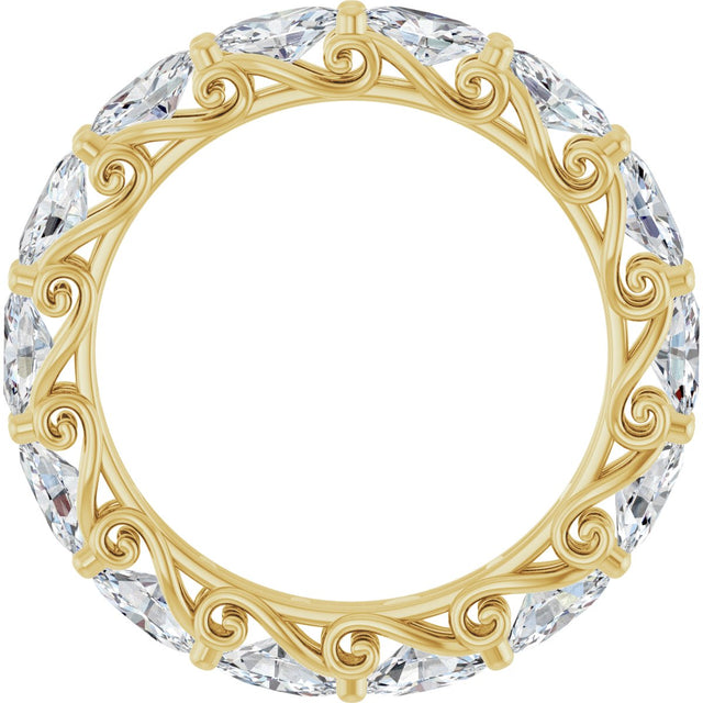 14K Gold Oval Lab-Grown Diamond Sculptural Eternity Band - 5x3mm Stones - Yellow Gold - view 2