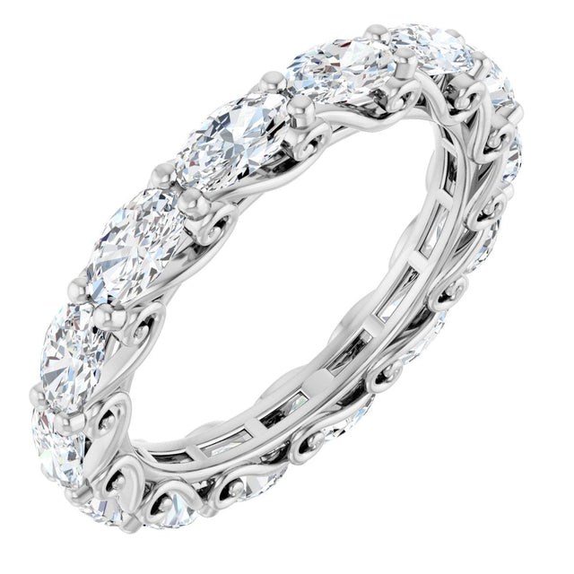 Platinum Oval Lab-Grown Diamond Sculptural Eternity Band - 5x3mm Stones