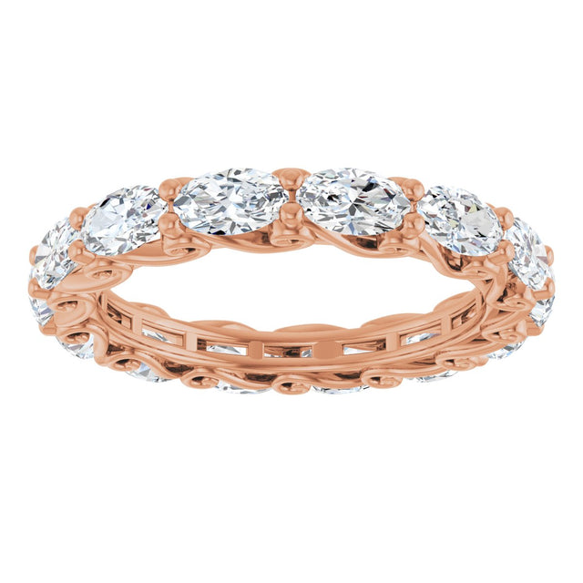14K Gold Oval Lab-Grown Diamond Sculptural Eternity Band - 5x3mm Stones - Rose Gold - view 3