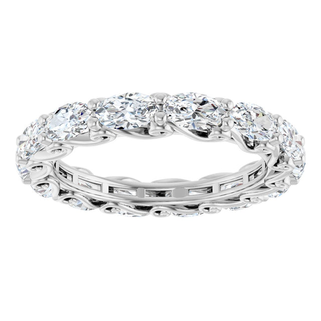 14K Gold Oval Lab-Grown Diamond Sculptural Eternity Band - 5x3mm Stones - White Gold - view 3