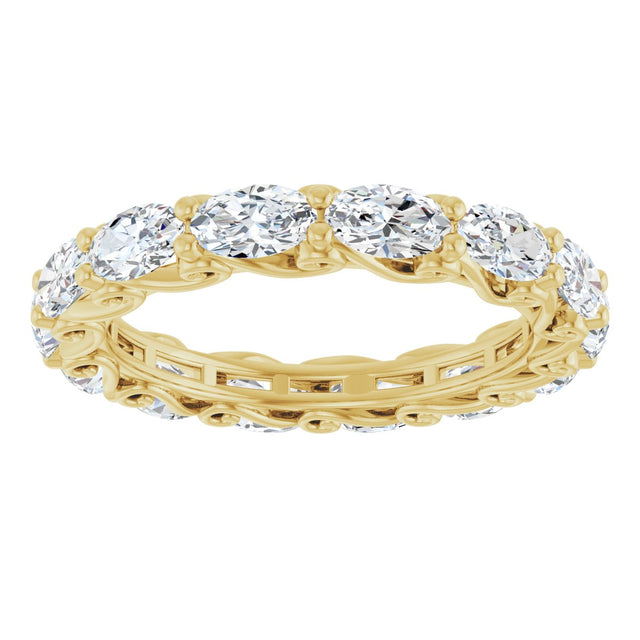 14K Gold Oval Lab-Grown Diamond Sculptural Eternity Band - 5x3mm Stones - Yellow Gold - view 3
