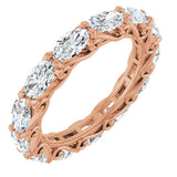 14K Gold Oval Lab-Grown Diamond Sculptural Eternity Band - 5x3mm Stones - Rose Gold