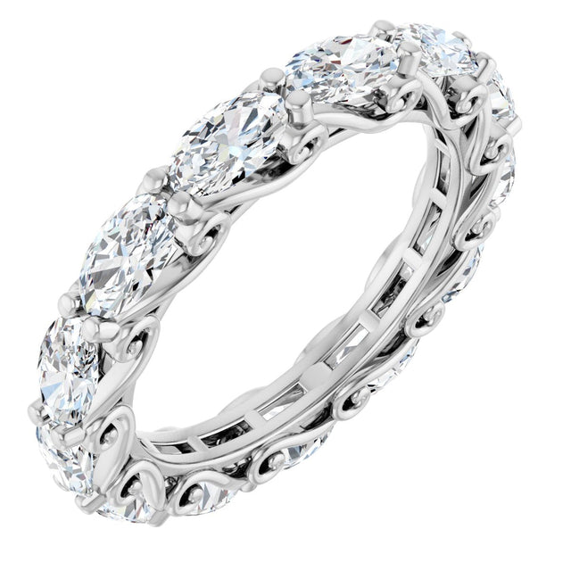 Platinum Oval Natural Diamond Sculptural Eternity Band - 5x3mm Stones