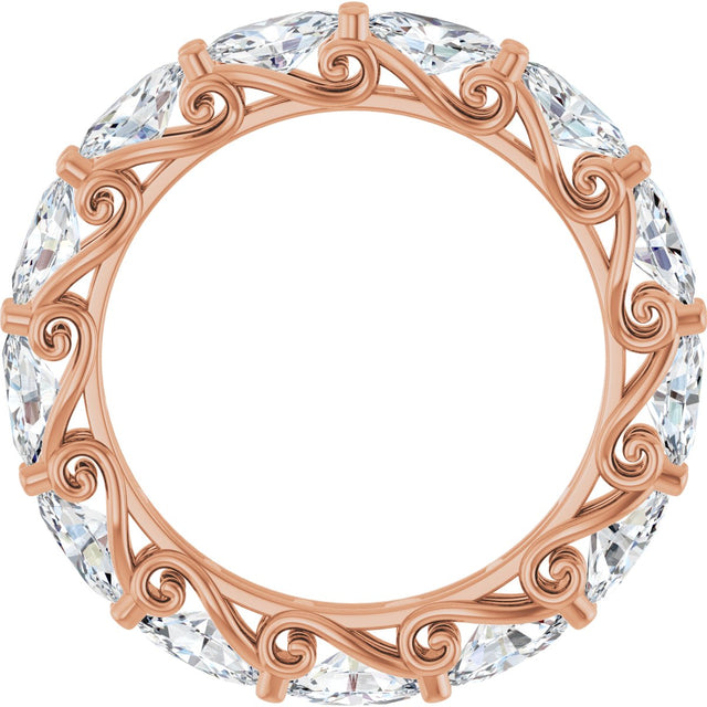 14K Gold Oval Lab-Grown Diamond Sculptural Eternity Band - 5x3mm Stones - Rose Gold - view 2