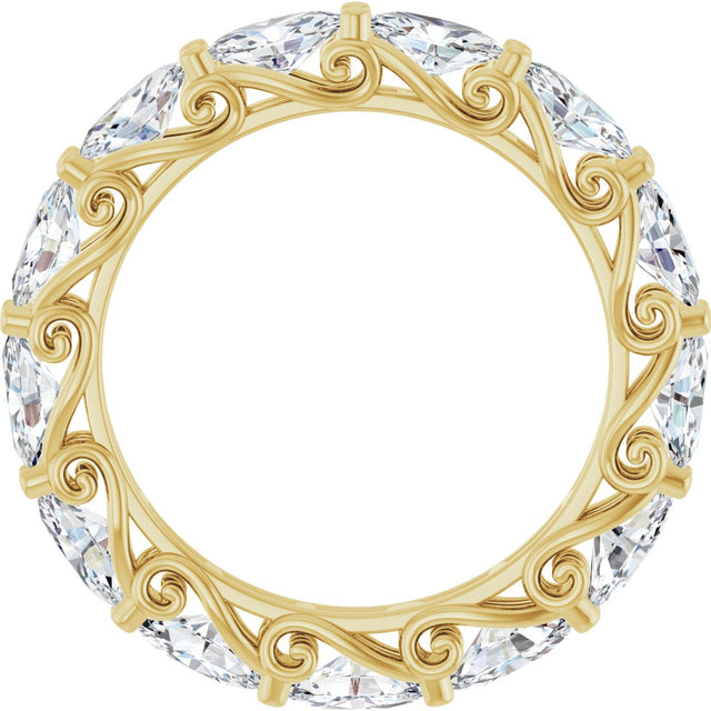 14K Gold Oval Lab-Grown Diamond Sculptural Eternity Band - 5x3mm Stones - Yellow Gold - view 2