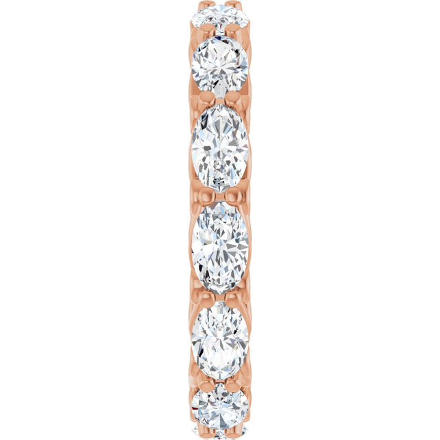 14K Gold Oval Lab-Grown Diamond Sculptural Eternity Band - 5x3mm Stones - Rose Gold - view 4