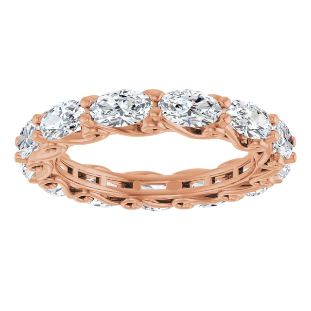 14K Gold Oval Lab-Grown Diamond Sculptural Eternity Band - 5x3mm Stones - Rose Gold - view 3