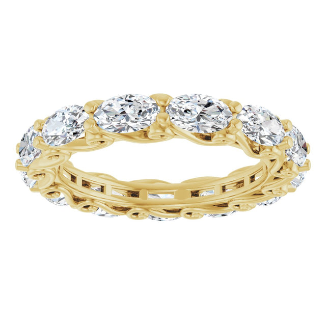 14K Gold Oval Lab-Grown Diamond Sculptural Eternity Band - 5x3mm Stones - Yellow Gold - view 3