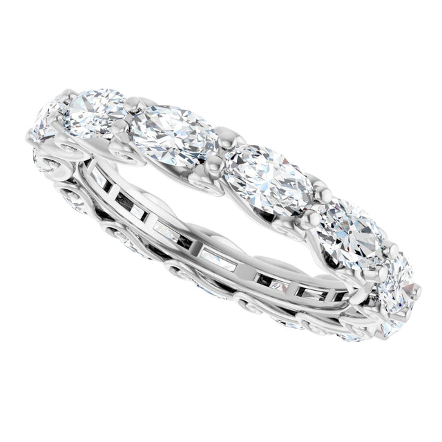 Platinum Oval Lab-Grown Diamond Sculptural Eternity Band - 5x3mm Stones - view 5