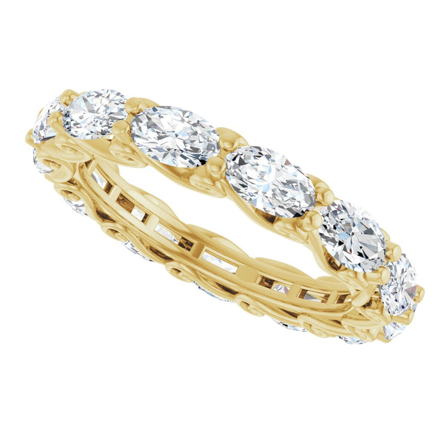 14K Gold Oval Lab-Grown Diamond Sculptural Eternity Band - 5x3mm Stones - Yellow Gold - view 5
