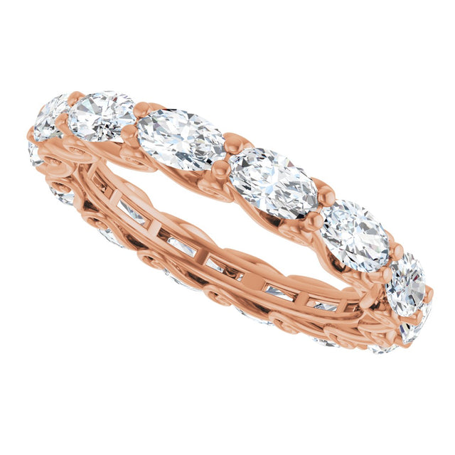 14K Gold Oval Lab-Grown Diamond Sculptural Eternity Band - 5x3mm Stones - Rose Gold - view 5
