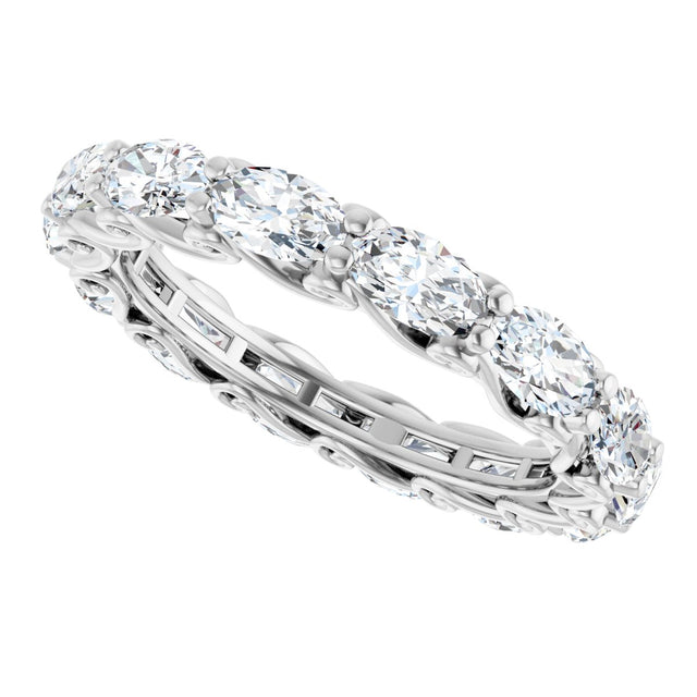 Platinum Oval Lab-Grown Diamond Sculptural Eternity Band - 5x3mm Stones - view 5