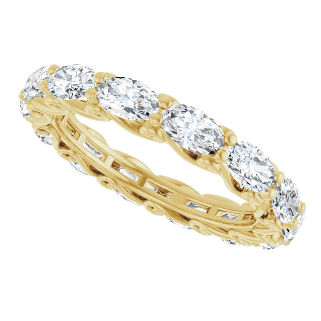 14K Gold Oval Lab-Grown Diamond Sculptural Eternity Band - 5x3mm Stones - Yellow Gold - view 5