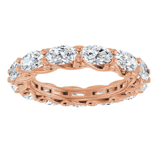14K Gold Oval Lab-Grown Diamond Sculptural Eternity Band - 5x3mm Stones - Rose Gold - view 3