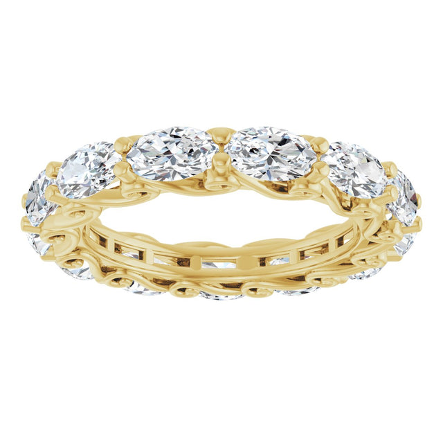 14K Gold Oval Lab-Grown Diamond Sculptural Eternity Band - 5x3mm Stones - Yellow Gold - view 3