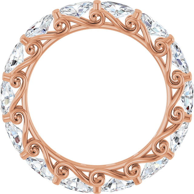 14K Gold Oval Lab-Grown Diamond Sculptural Eternity Band - 5x3mm Stones - Rose Gold - view 2