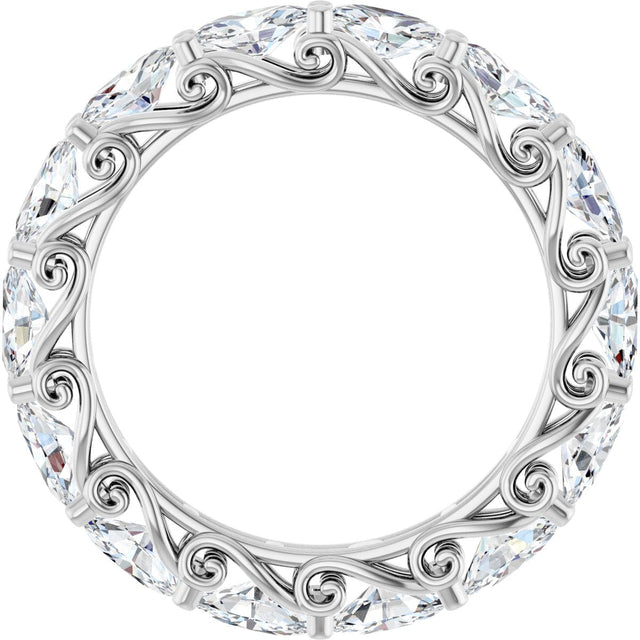 Platinum Oval Lab-Grown Diamond Sculptural Eternity Band - 5x3mm Stones - view 2