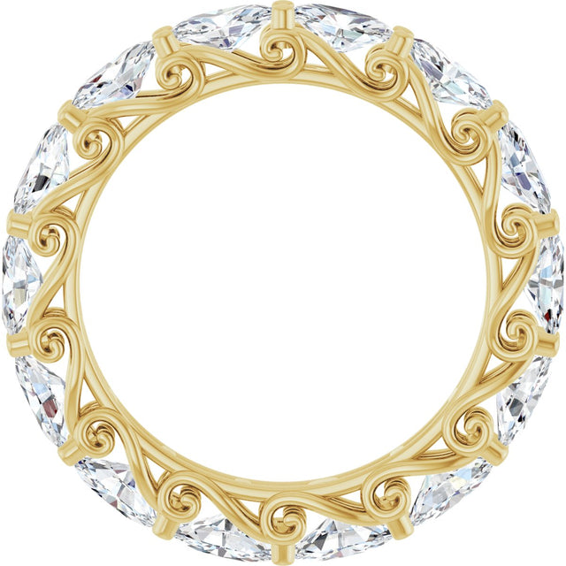 14K Gold Oval Lab-Grown Diamond Sculptural Eternity Band - 5x3mm Stones - Yellow Gold - view 2