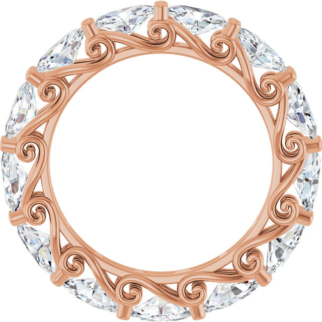 14K Gold Oval Lab-Grown Diamond Sculptural Eternity Band - 5x3mm Stones - Rose Gold - view 2