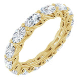 14K Gold Oval Natural Diamond Sculptural Eternity Band - 5x3mm Stones - Yellow Gold