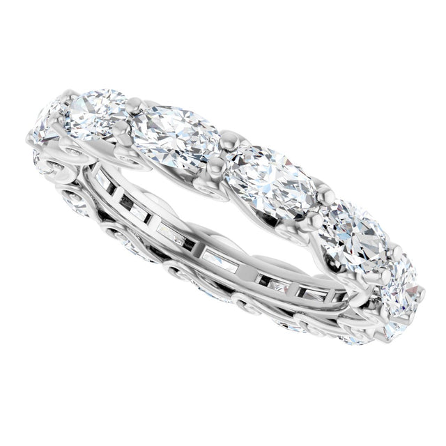 14K Gold Oval Lab-Grown Diamond Sculptural Eternity Band - 5x3mm Stones - White Gold - view 5