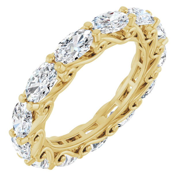 14K Gold Oval Lab-Grown Diamond Sculptural Eternity Band - 5x3mm Stones - Yellow Gold