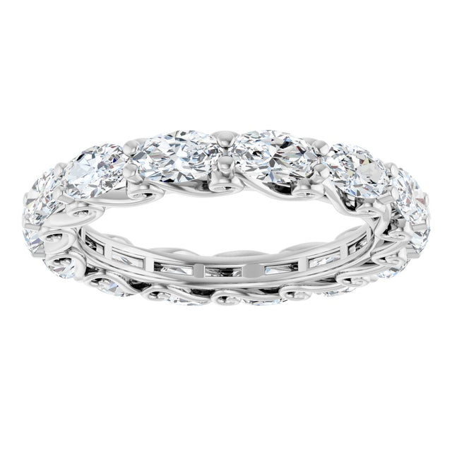14K Gold Oval Lab-Grown Diamond Sculptural Eternity Band - 5x3mm Stones - White Gold - view 3
