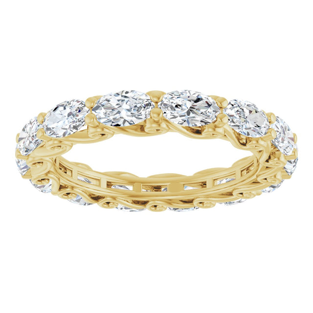 14K Gold Oval Lab-Grown Diamond Sculptural Eternity Band - 5x3mm Stones - Yellow Gold - view 3