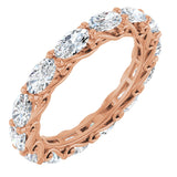 14K Gold Oval Natural Diamond Sculptural Eternity Band - 5x3mm Stones - Rose Gold