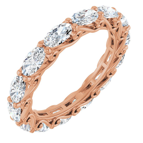 14K Gold Oval Lab-Grown Diamond Sculptural Eternity Band - 5x3mm Stones - Rose Gold