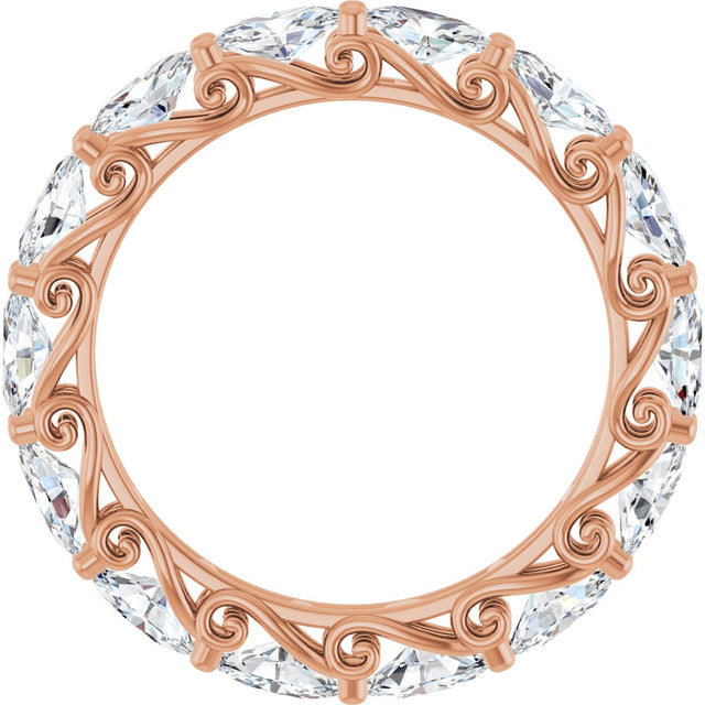 14K Gold Oval Lab-Grown Diamond Sculptural Eternity Band - 5x3mm Stones - Rose Gold - view 2