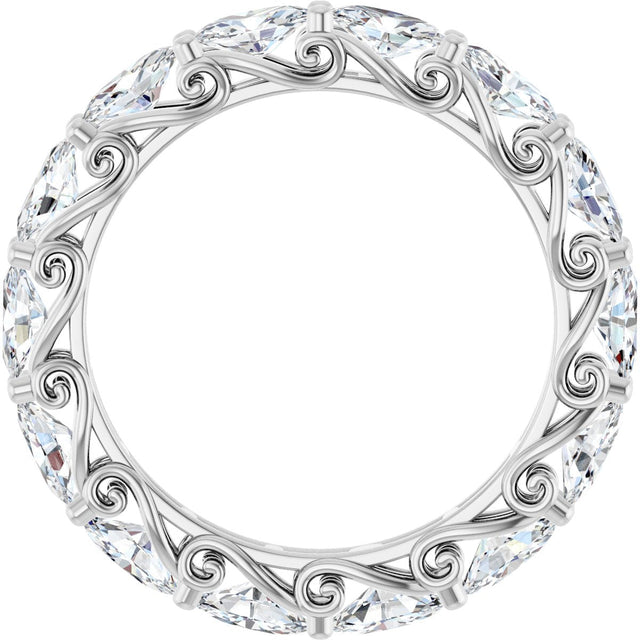 14K Gold Oval Lab-Grown Diamond Sculptural Eternity Band - 5x3mm Stones - White Gold - view 2