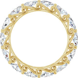 14K Gold Oval Natural Diamond Sculptural Eternity Band - 5x3mm Stones - Yellow Gold - view 2