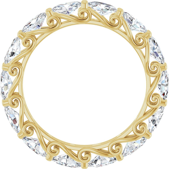 14K Gold Oval Natural Diamond Sculptural Eternity Band - 5x3mm Stones - Yellow Gold - view 2