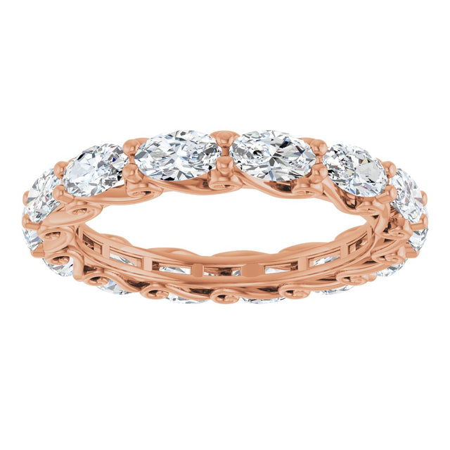 14K Gold Oval Lab-Grown Diamond Sculptural Eternity Band - 5x3mm Stones - Rose Gold - view 3