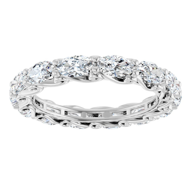 14K Gold Oval Lab-Grown Diamond Sculptural Eternity Band - 5x3mm Stones - White Gold - view 3