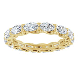 14K Gold Oval Natural Diamond Sculptural Eternity Band - 5x3mm Stones - Yellow Gold - view 3