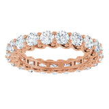14K Gold Round Natural Diamond Sculptural Eternity Band - 3mm Stones - Rose Gold - view 3