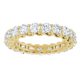 14K Gold Round Natural Diamond Sculptural Eternity Band - 3mm Stones - Yellow Gold - view 3