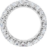 14K Gold Round Natural Diamond Sculptural Eternity Band - 3mm Stones - White Gold - view 2