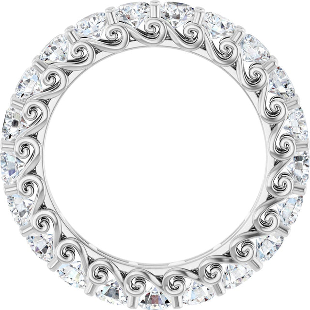 14K Gold Round Natural Diamond Sculptural Eternity Band - 3mm Stones - White Gold - view 2