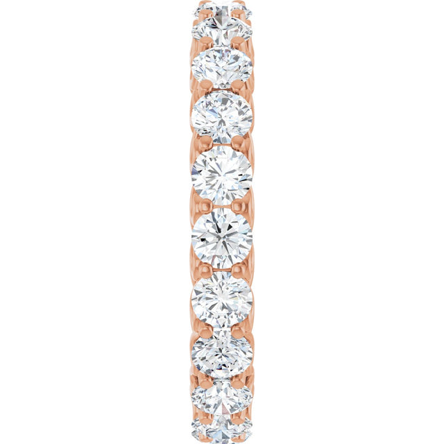 14K Gold Round Natural Diamond Sculptural Eternity Band - 3mm Stones - Rose Gold - view 4