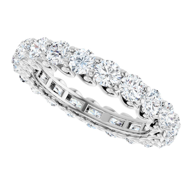 14K Gold Round Natural Diamond Sculptural Eternity Band - 3mm Stones - White Gold - view 5