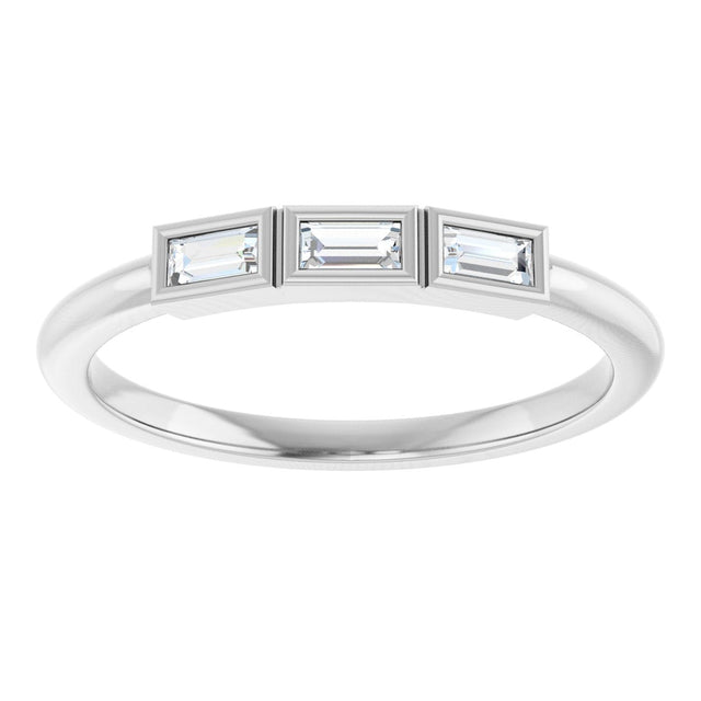 Platinum Straight Baguette Lab-Grown Diamond Bezel-Set Three-Stone Anniversary Band - 1/10-1/6 CTW - view 8
