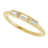 14K Gold Straight Baguette Lab-Grown Diamond Bezel-Set Three-Stone Anniversary Band - 1/10-1/6 CTW - Yellow Gold - view 10