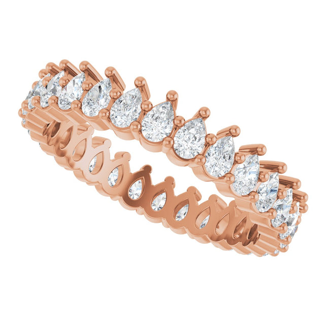 14K Gold Pear Lab-Grown Diamond Eternity Band - 3x2mm Stones - Rose Gold - view 10