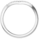 14K Gold Round Natural Diamond Accented Contour Band - 1/10-1/4 CTW - White Gold - view 2