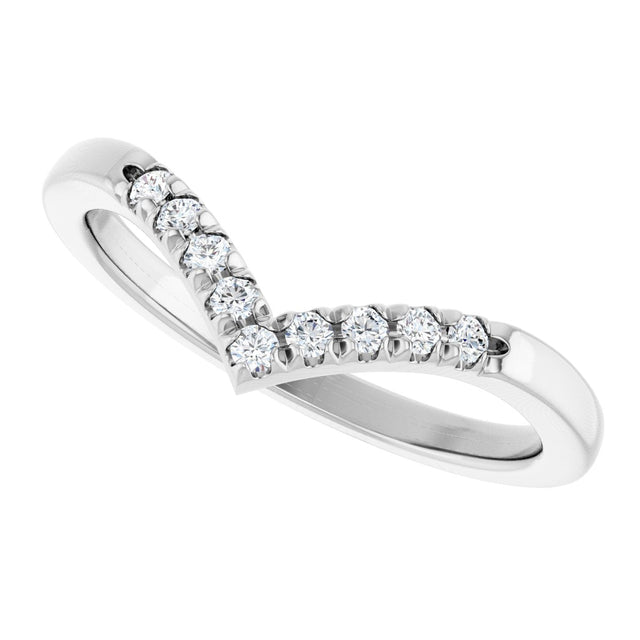 14K Gold Round Lab-Grown Diamond Accented Contour Band - 1/8-1/4 CTW - White Gold - view 5