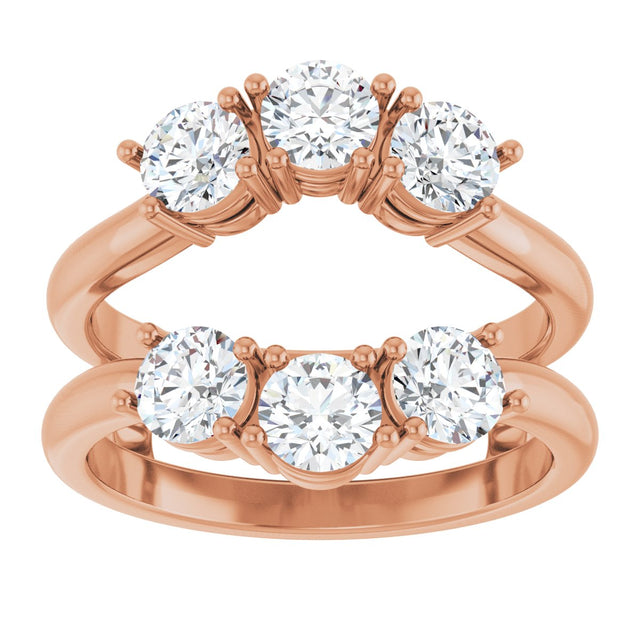 14K Gold Round Lab-Grown Diamond Ring Guard - 1 1/2-2 CTW - Rose Gold - view 3