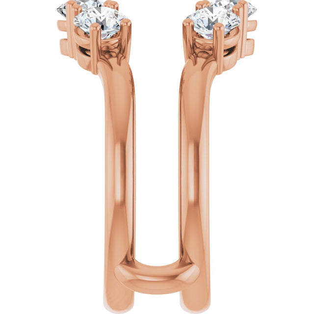 14K Gold Round Natural Diamond Ring Guard - 1 1/2-2 CTW - Rose Gold - view 4